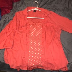 Orange duo button up